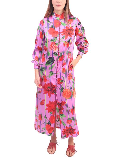 Fuchsia flowered shirt dress Laboratorio Capri | TORAJANEWRFXTRQ